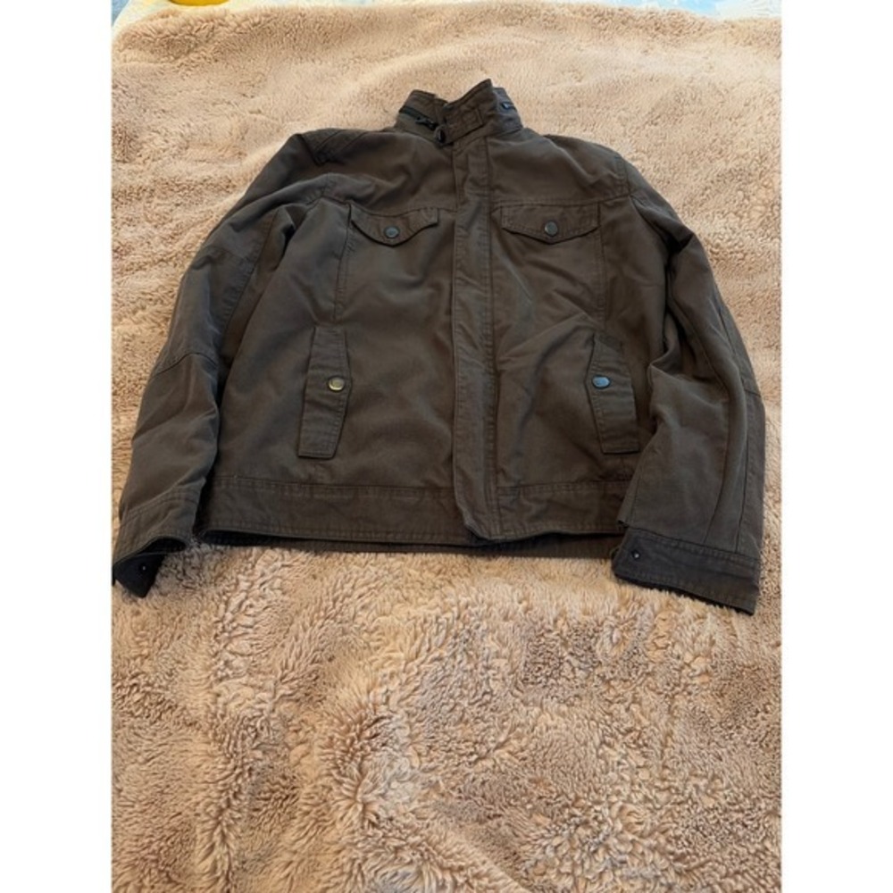 Kenneth Cole New York Mens Field Jacket Brown Military Coat Size M grunge emo